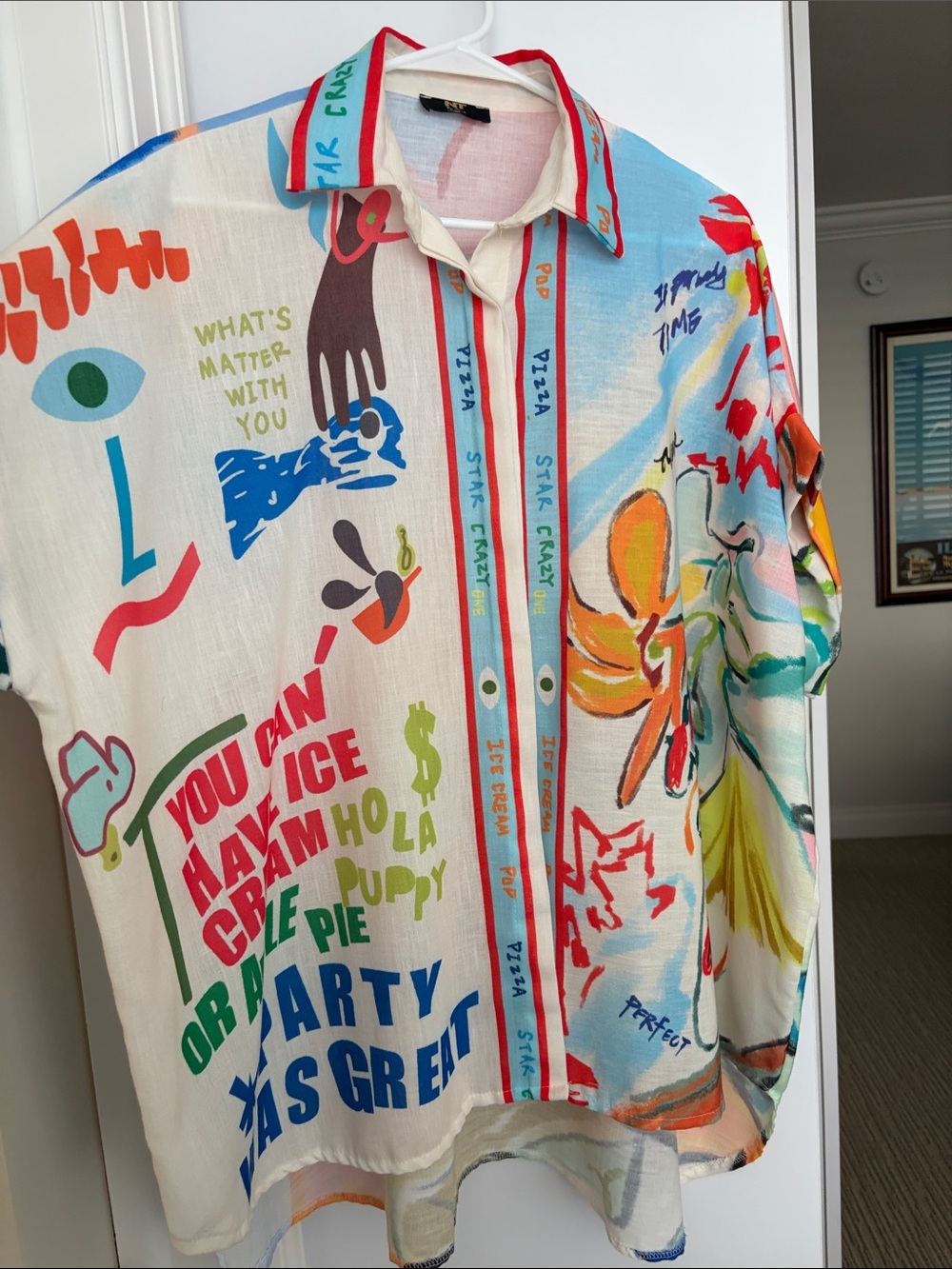 Multicolor Graphic Shirt - Women's Casual Top -Coverup